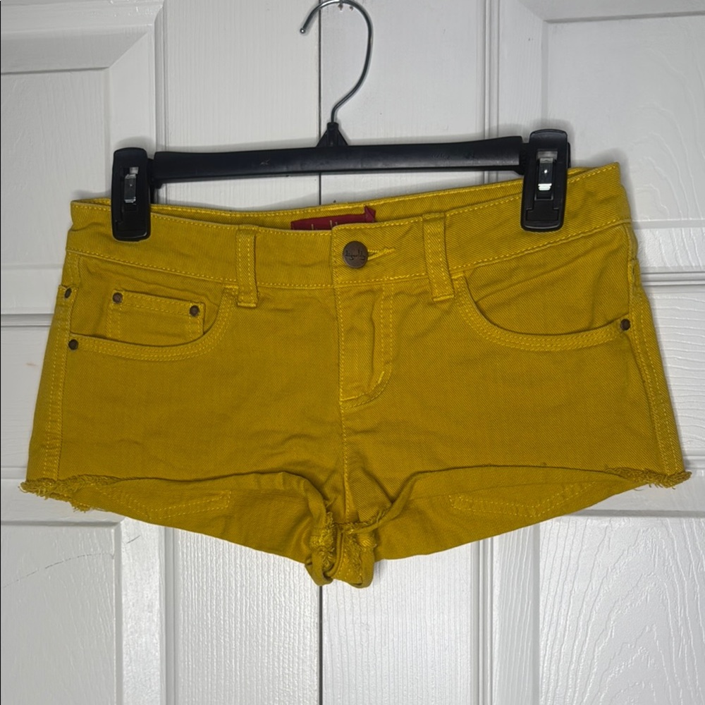 Tigerlily Yellow Jean Shorts with Raw Hem